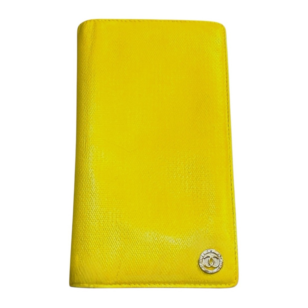 CHANEL CC Coco Long Yellow Bifold Wallet